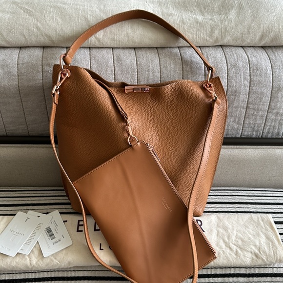 TED BAKER LONDON | Candiee Softgrain Leather Hobo Bag Camel Brown - Picture 7 of 10